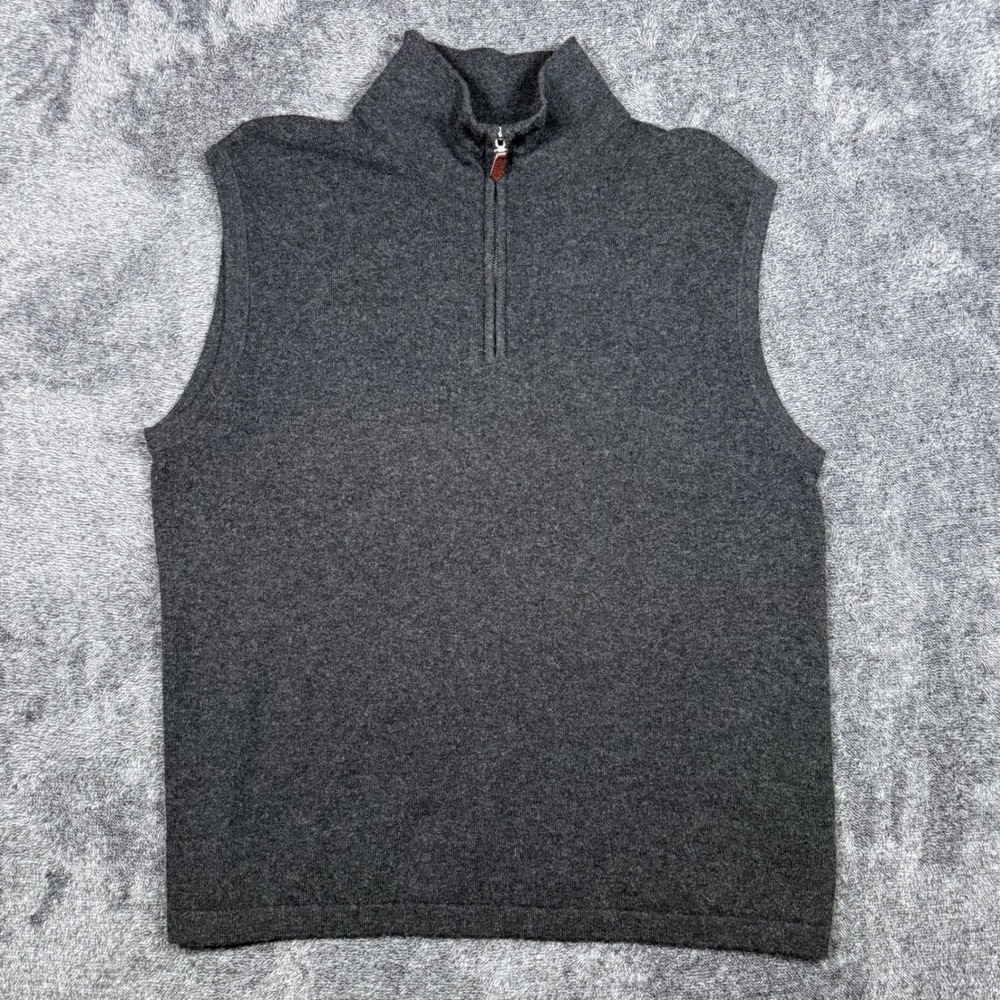 Impermeable Platinum 2 Ply Cashmere 1/4 Zip Sweater Vest Gray Mens Large